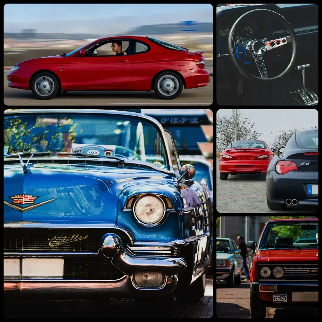 Hyundai Coupé, cadillac V8, BMW Z4 y seat 131E